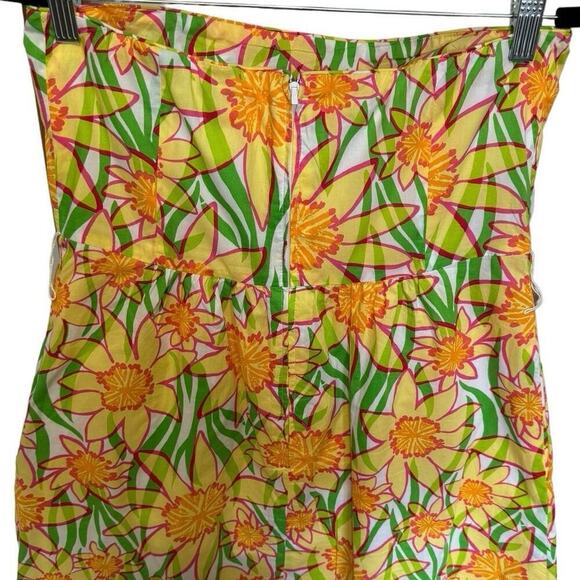 Lilly Pulitzer Wyatt Classic Dress Strapless Floral Fit And Flare Yellow Size 8 - Picture 6 of 12